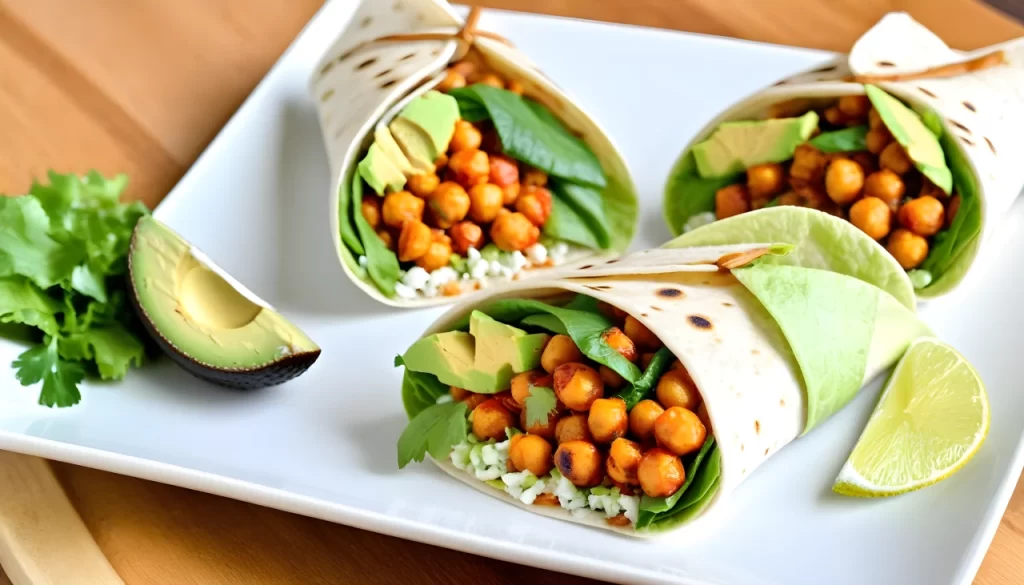 Roasted Buffalo Chickpea Wraps (Spicy or Not)