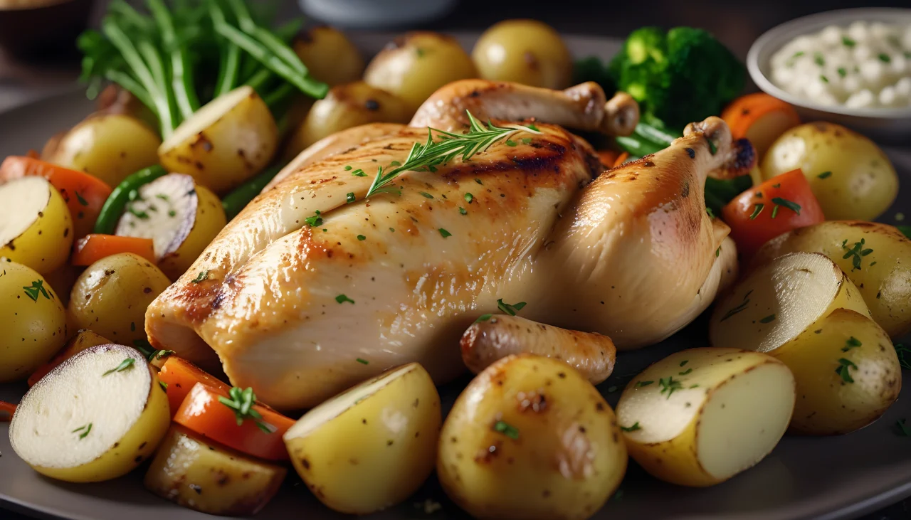 Roasted Chicken Breasts with Potatoes and Vegetables