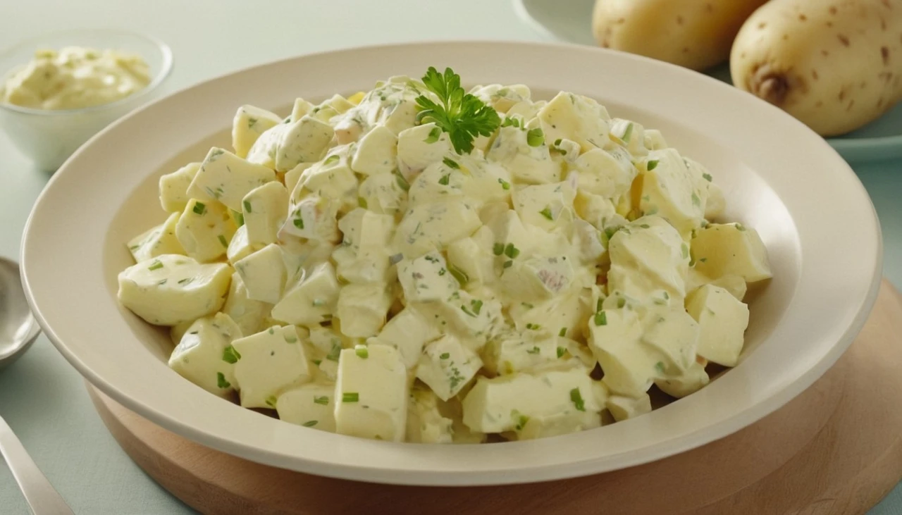 Simple Potato Salad with Eggs and Mayonnaise