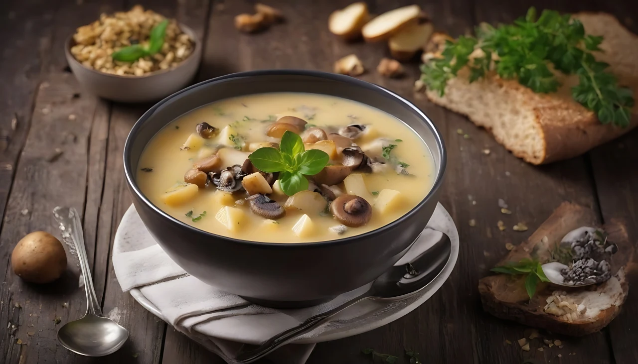 Old Fashioned Potato Soup with Mashrooms