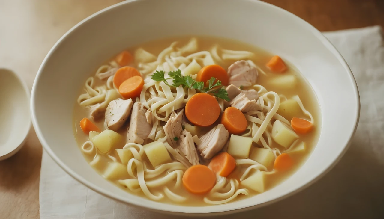 Chicken Noodle Soup with Potatoes and Carrots
