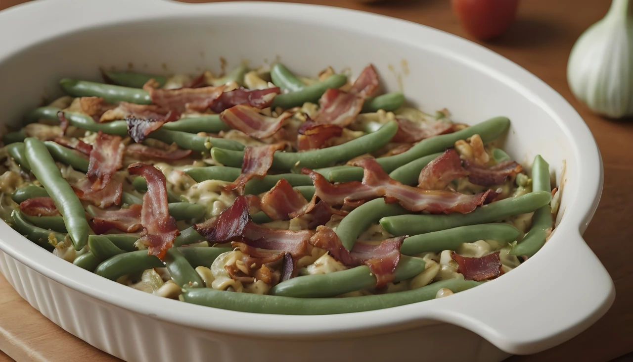 Green Bean Casserole with Bacon and Garlic