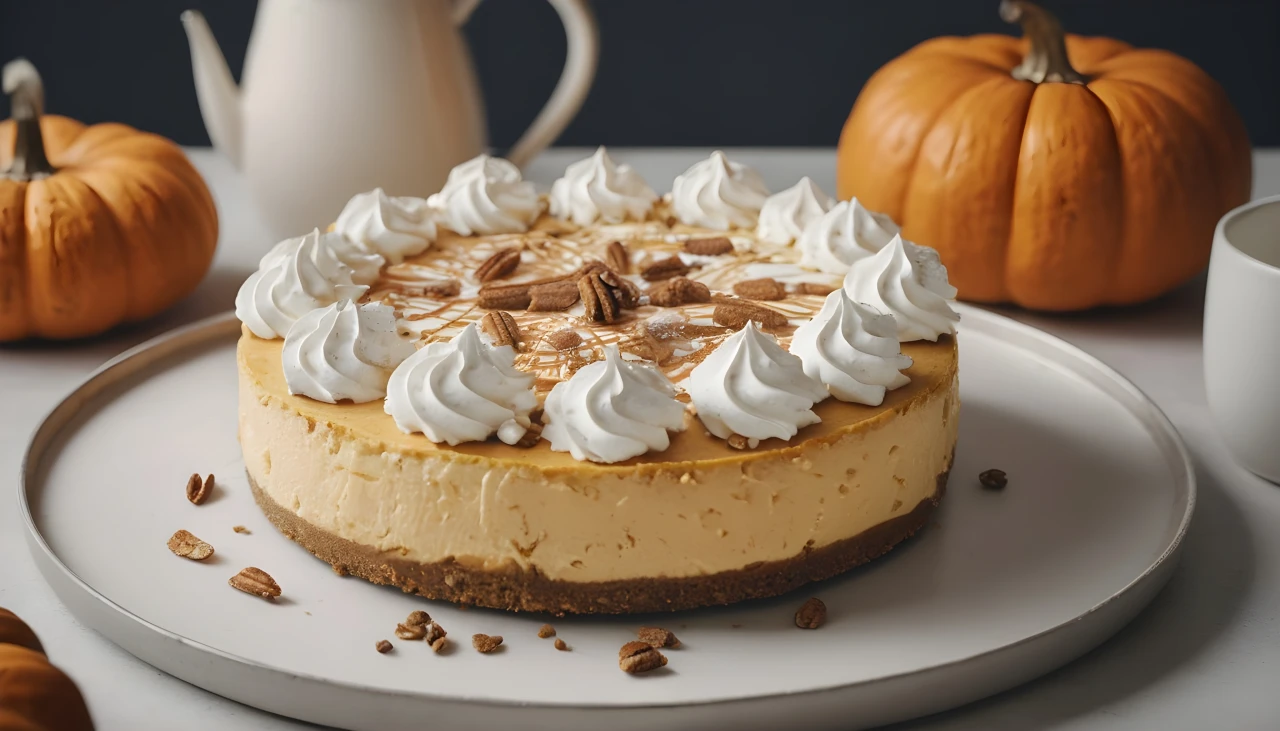 Pumpkin Cheesecake with Sour Cream Topping