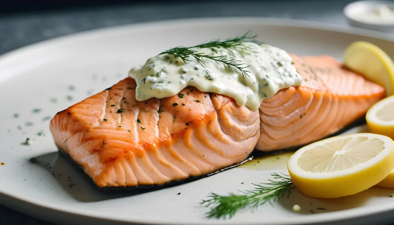 Baked Salmon with Mayo and Dill